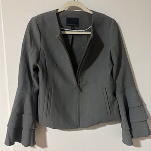 Banana Republic Gray Ruffle-Sleeve Zip Jacket Sz 2
